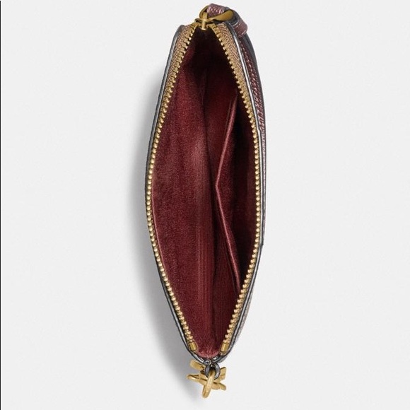 Coach Signature Khaki Wine Leather Wristlet Charms - Picture 3 of 8